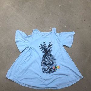 Teen girls blue pineapple shirt
